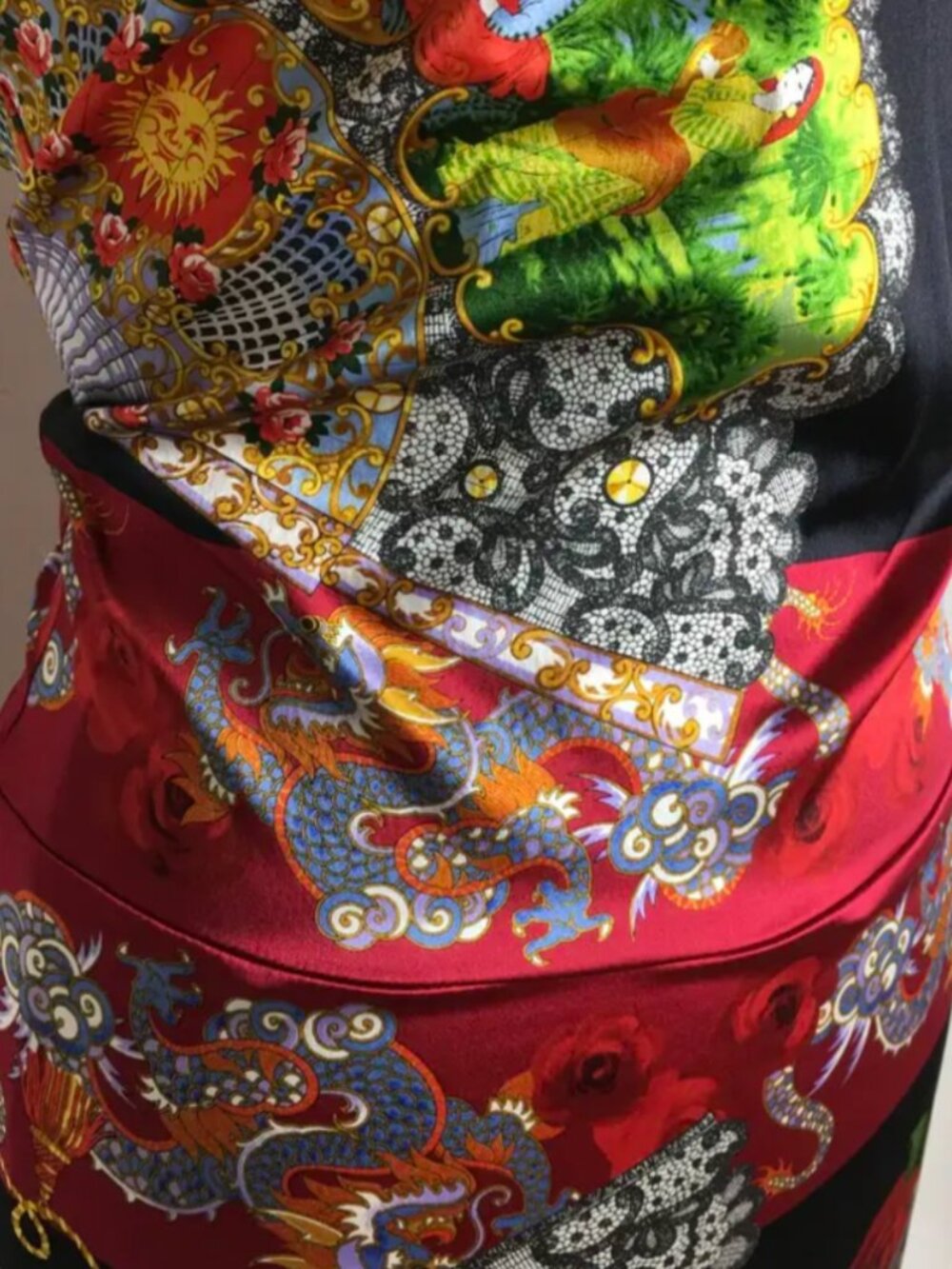 Dolce & Gabbana 1999 Archival Dragon & Rose Silk Dress IT 42 FIT Museum - Picture 2 of 8